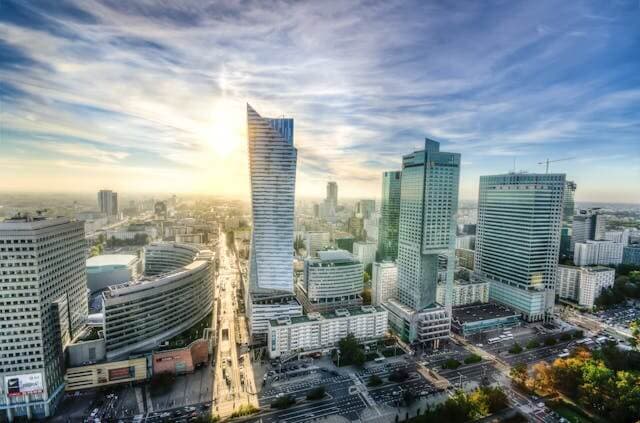 Business district in Warsaw, Poland